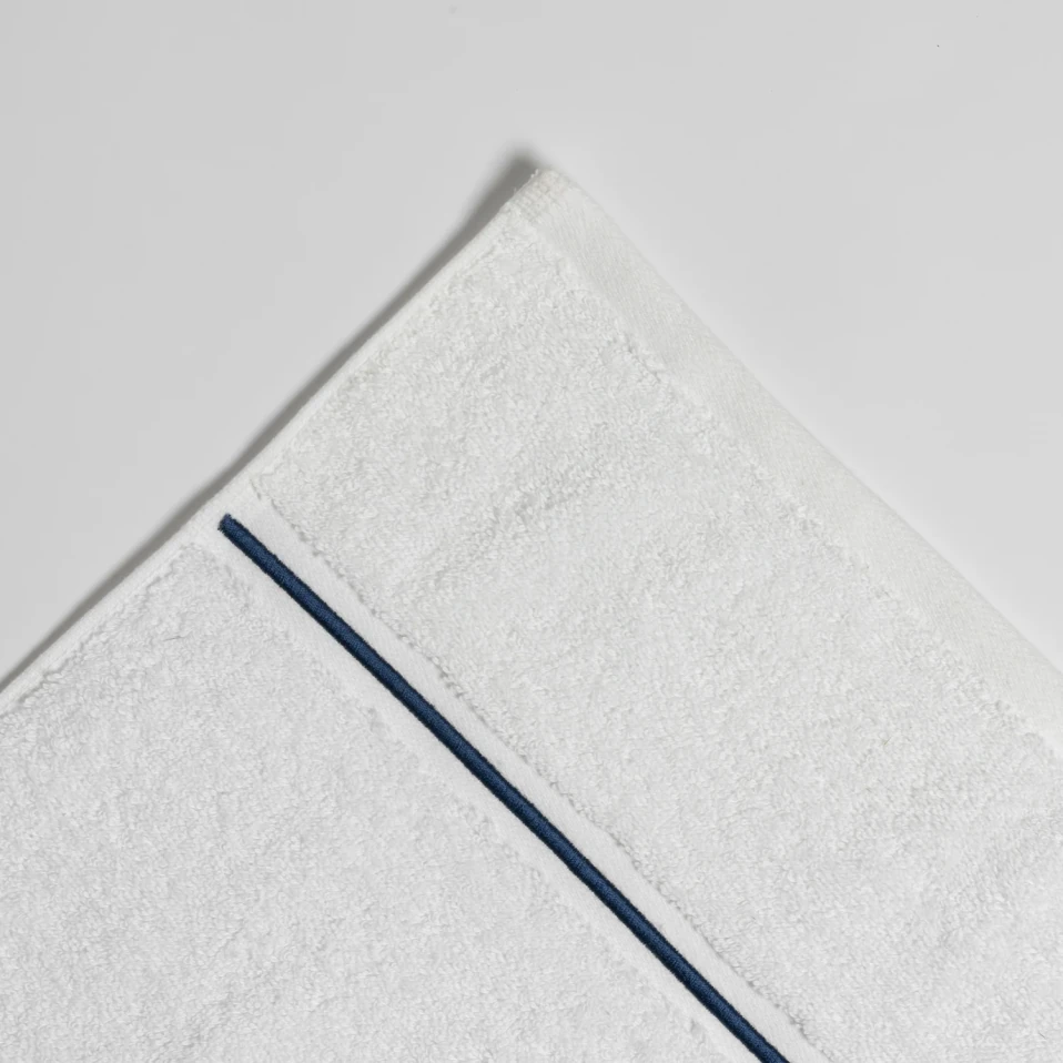 Petunia Pima Pamuk Yüz Havlusu Beyaz Lacivert 50x90 cm - 2