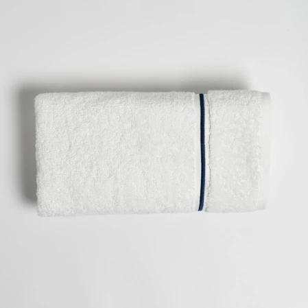 Petunia Pima Pamuk Yüz Havlusu Beyaz Lacivert 50x90 cm 