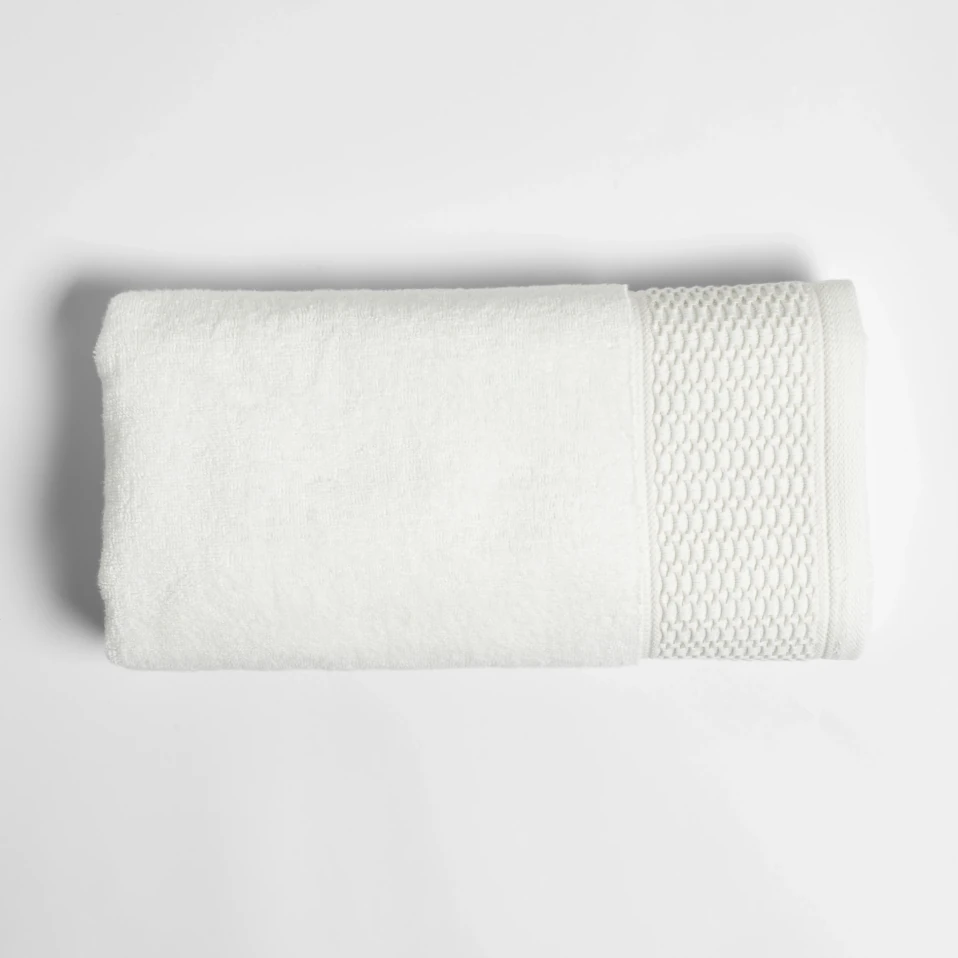 Poppy Penye Pamuk Yüz Havlusu Beyaz 50x90 cm - Qua Home