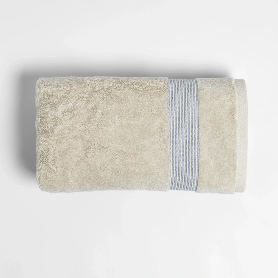 Violette Penye Pamuk Yüz Havlusu Beyaz Bej 50x90 cm - Qua Home