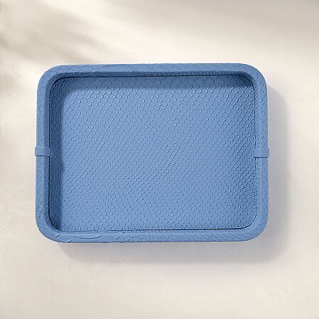 Cleo Krokodil Dekoratif Deri Tepsi Mavi 30x23x3 Cm - 3