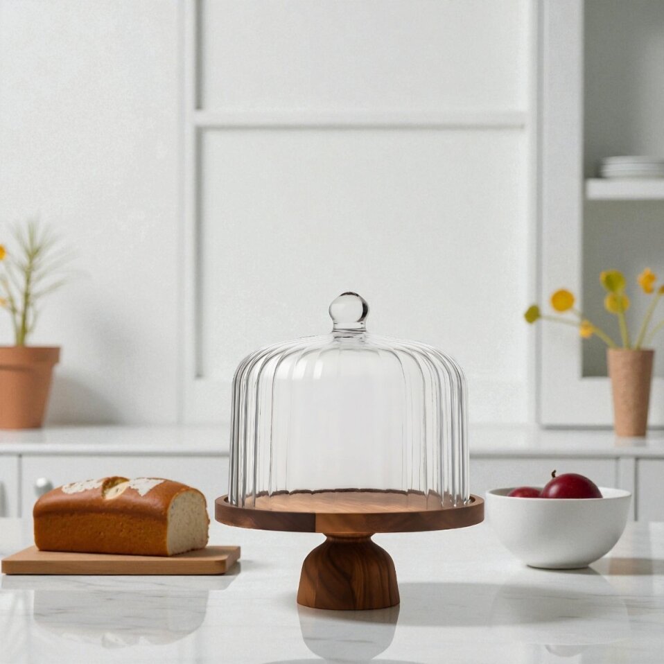 Efser Ayaklı Cam Fanus Kek Standı - 2