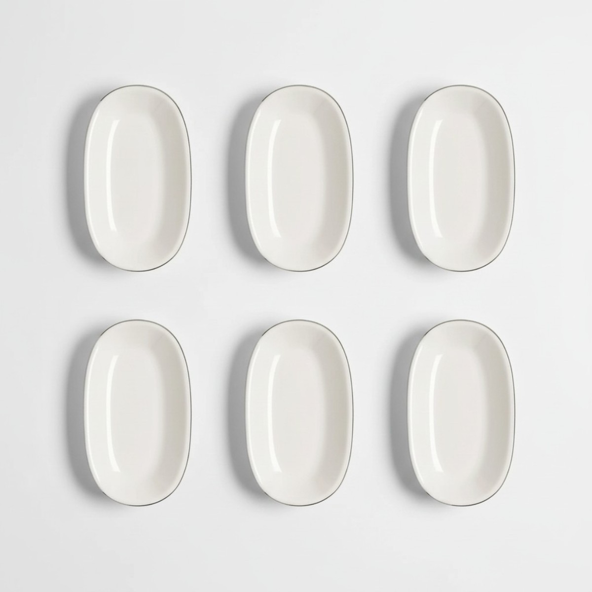 Elias Platin 6'lı Kayık Tabak 19x11 Cm - 1