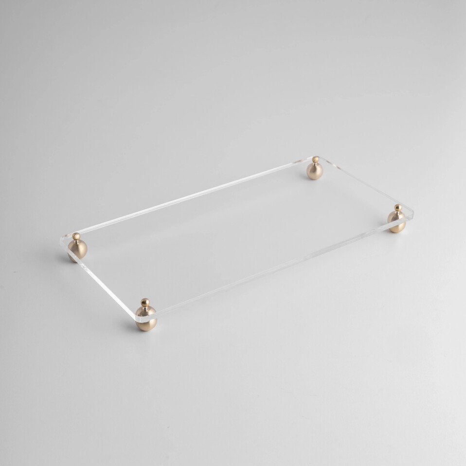 Karis Pirinç Ayaklı Pleksi Jardinyer Şeffaf 40x20 cm - Qua Home