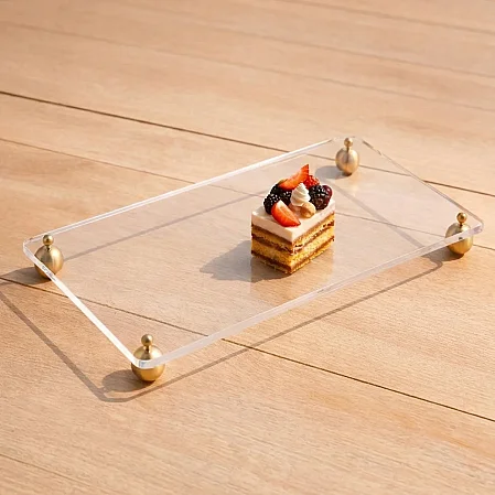 Karis Pirinç Ayaklı Pleksi Jardinyer Şeffaf 40x20 cm - Qua Home