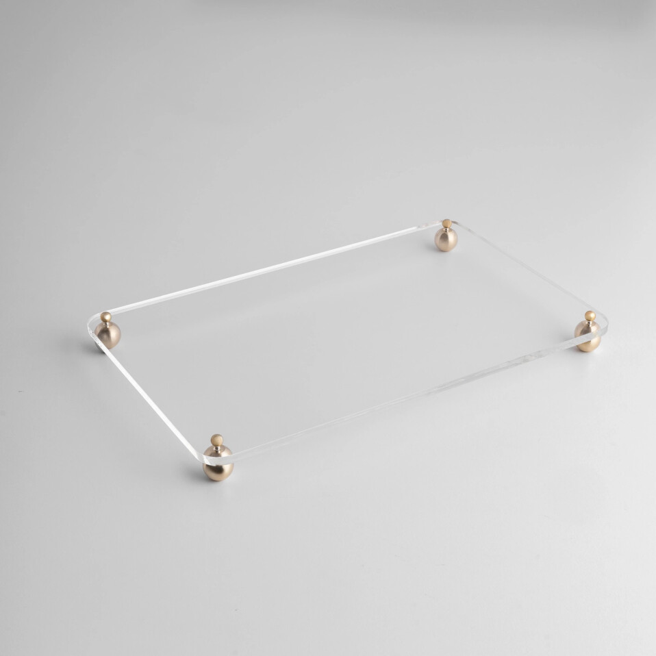 Karis Pirinç Ayaklı Pleksi Jardinyer Şeffaf 40x24 cm - 1