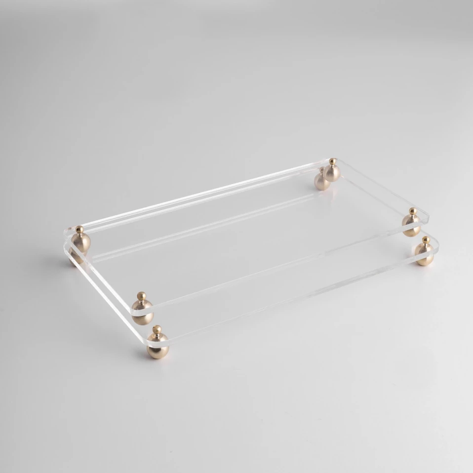 Karis Pirinç Ayaklı Pleksi Jardinyer Şeffaf 40x24 cm - 3