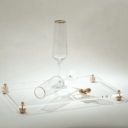 Karis Pirinç Ayaklı Pleksi Jardinyer Şeffaf 40x24 cm - 5