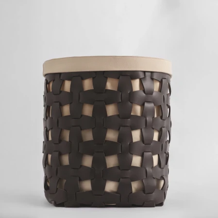 Royce Deri Örgü Sepet Büyük Kahverengi - 2