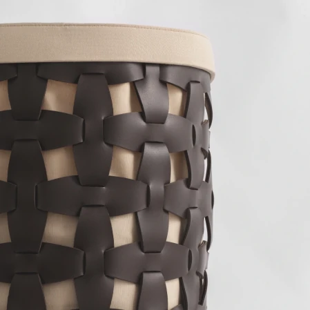 Royce Deri Örgü Sepet Büyük Kahverengi - 3