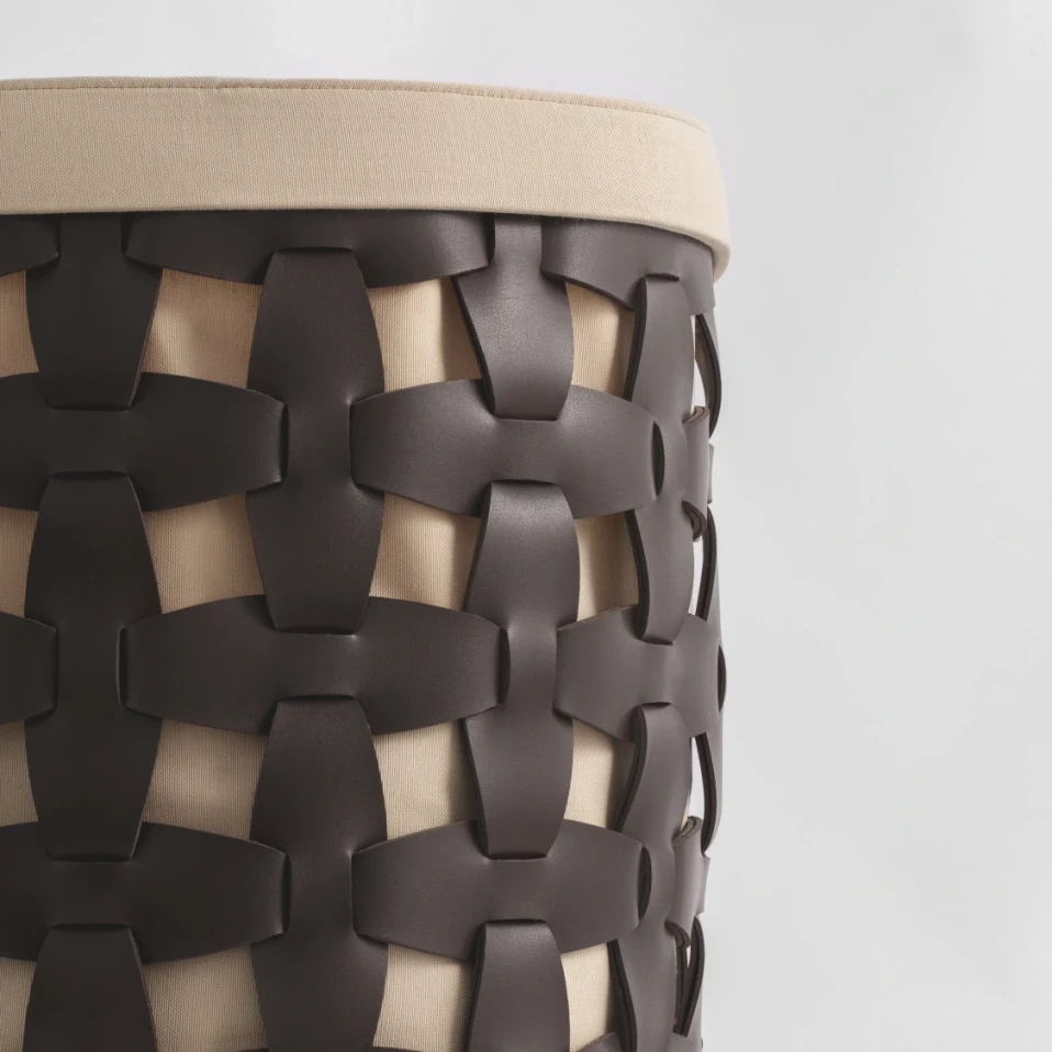 Royce Deri Örgü Sepet Büyük Kahverengi - 3