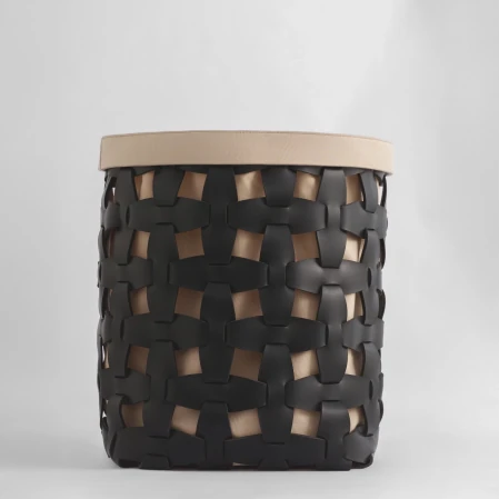 Royce Deri Örgü Sepet Büyük Siyah - 3