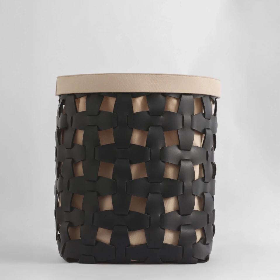 Royce Deri Örgü Sepet Büyük Siyah - 3