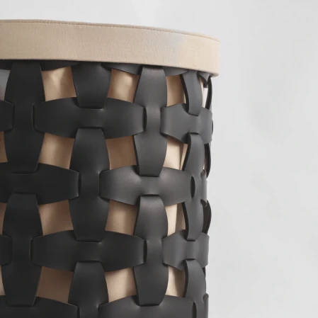 Royce Deri Örgü Sepet Büyük Siyah - 2