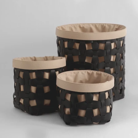 Royce Deri Örgü Sepet Büyük Siyah - 4