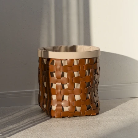 Royce Deri Örgü Sepet Büyük Taba - 1