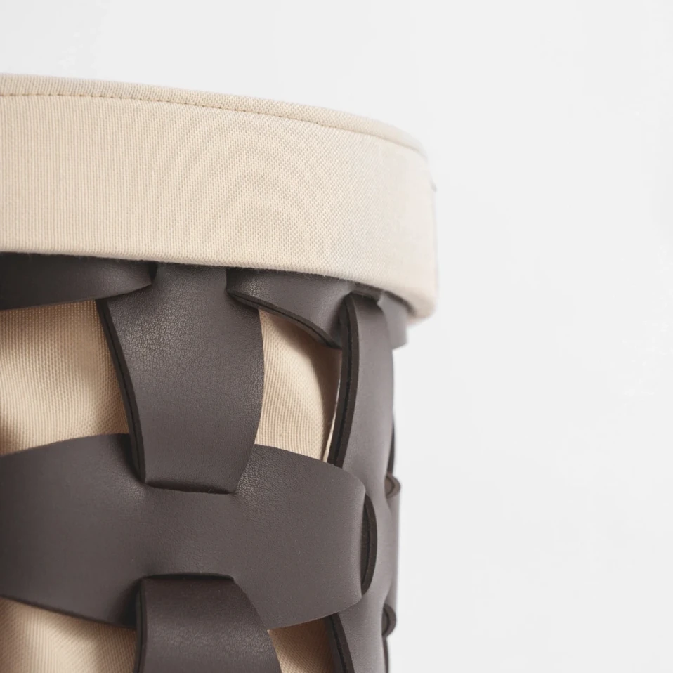 Royce Deri Örgü Sepet Küçük Kahverengi - 2