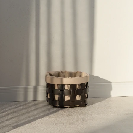 Royce Deri Örgü Sepet Küçük Kahverengi 