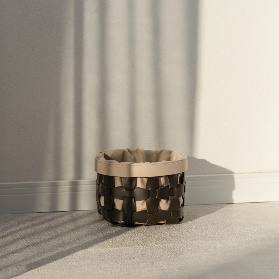 Royce Deri Örgü Sepet Küçük Kahverengi - Qua Home