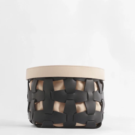 Royce Deri Örgü Sepet Küçük Siyah - 3