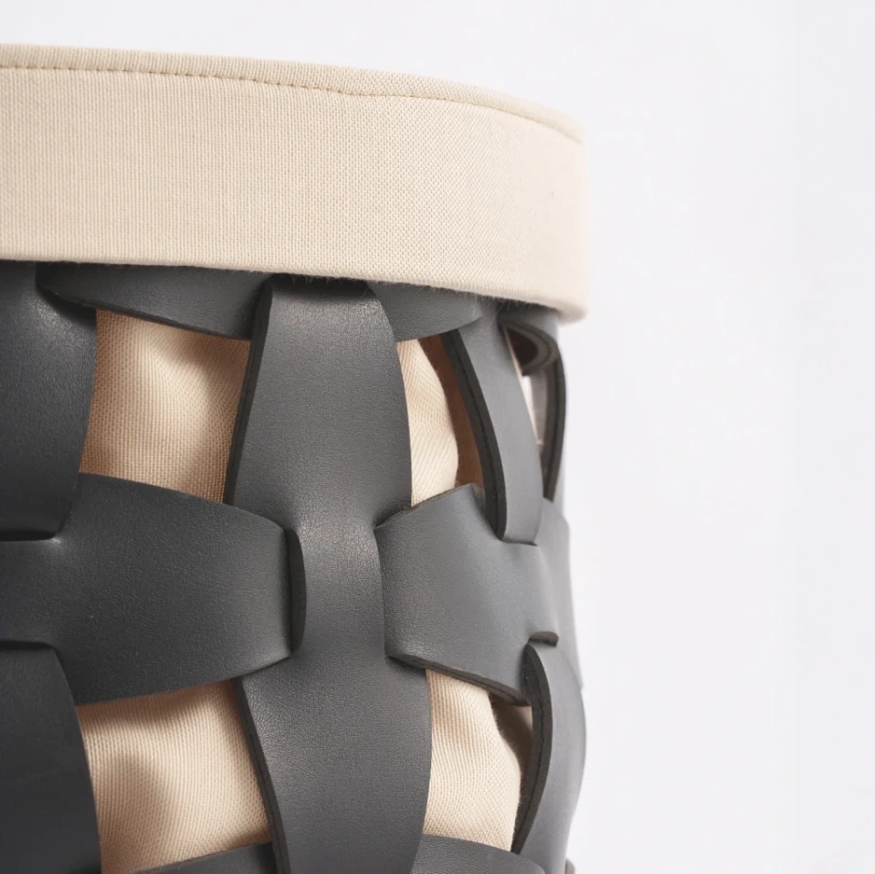 Royce Deri Örgü Sepet Küçük Siyah - 2