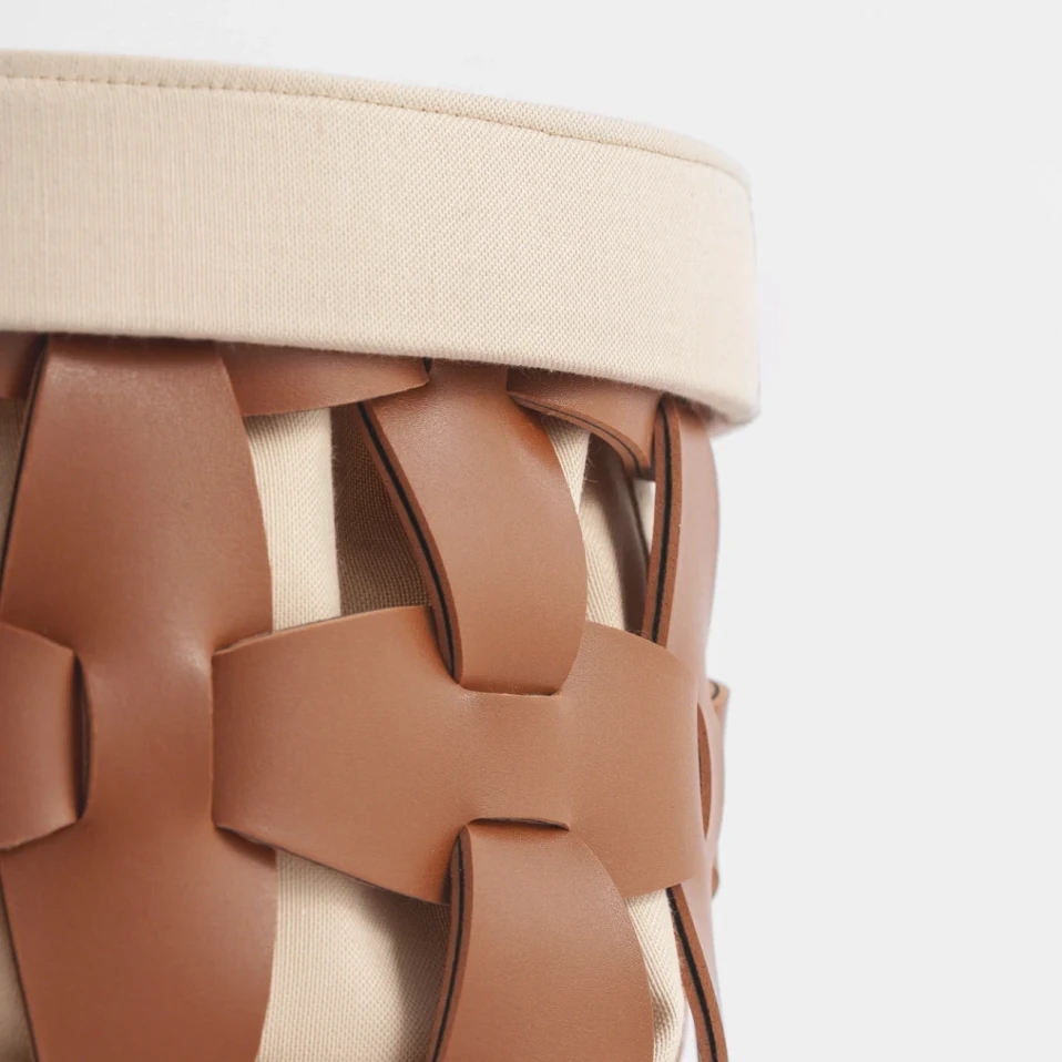 Royce Deri Örgü Sepet Küçük Taba - 2