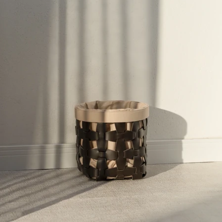 Royce Deri Örgü Sepet Orta Kahverengi - 1