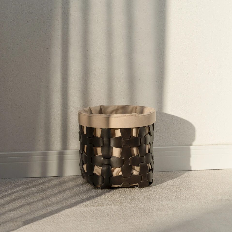 Royce Deri Örgü Sepet Orta Kahverengi - Qua Home