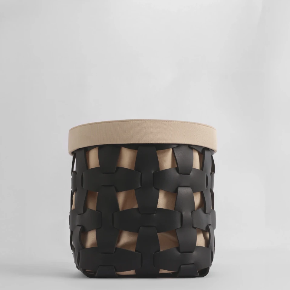 Royce Deri Örgü Sepet Orta Siyah - 3