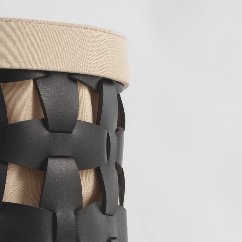 Royce Deri Örgü Sepet Orta Siyah - 2