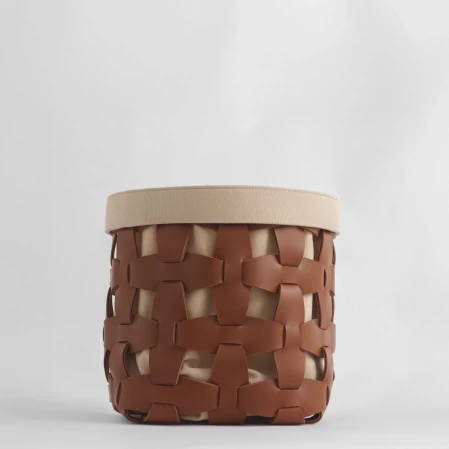 Royce Deri Örgü Sepet Orta Taba - 4