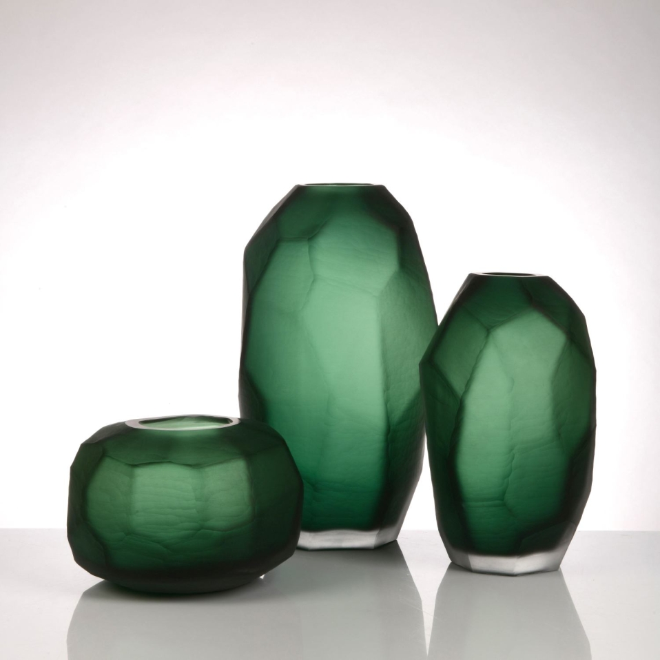 Remy El Yapımı Cam Vazo Yeşil Orta - 2