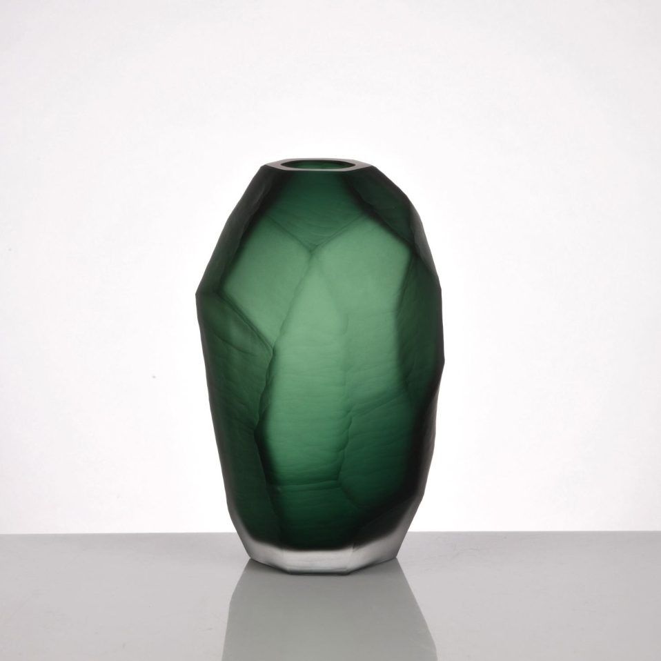 Remy El Yapımı Cam Vazo Yeşil Orta - 1