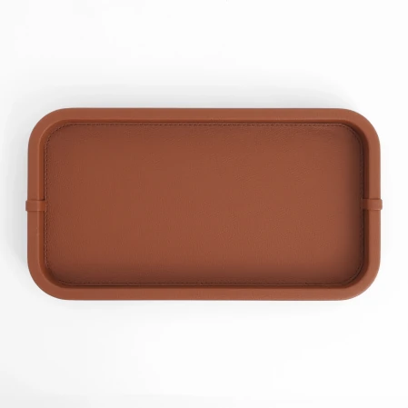 Marta Dekoratif Deri Tepsi Açık Kahverengi 35x19x3 cm 