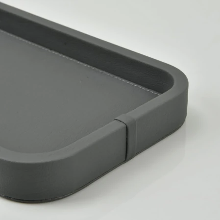 Marta Dekoratif Deri Tepsi Antrasit 35x19x3 cm - 5