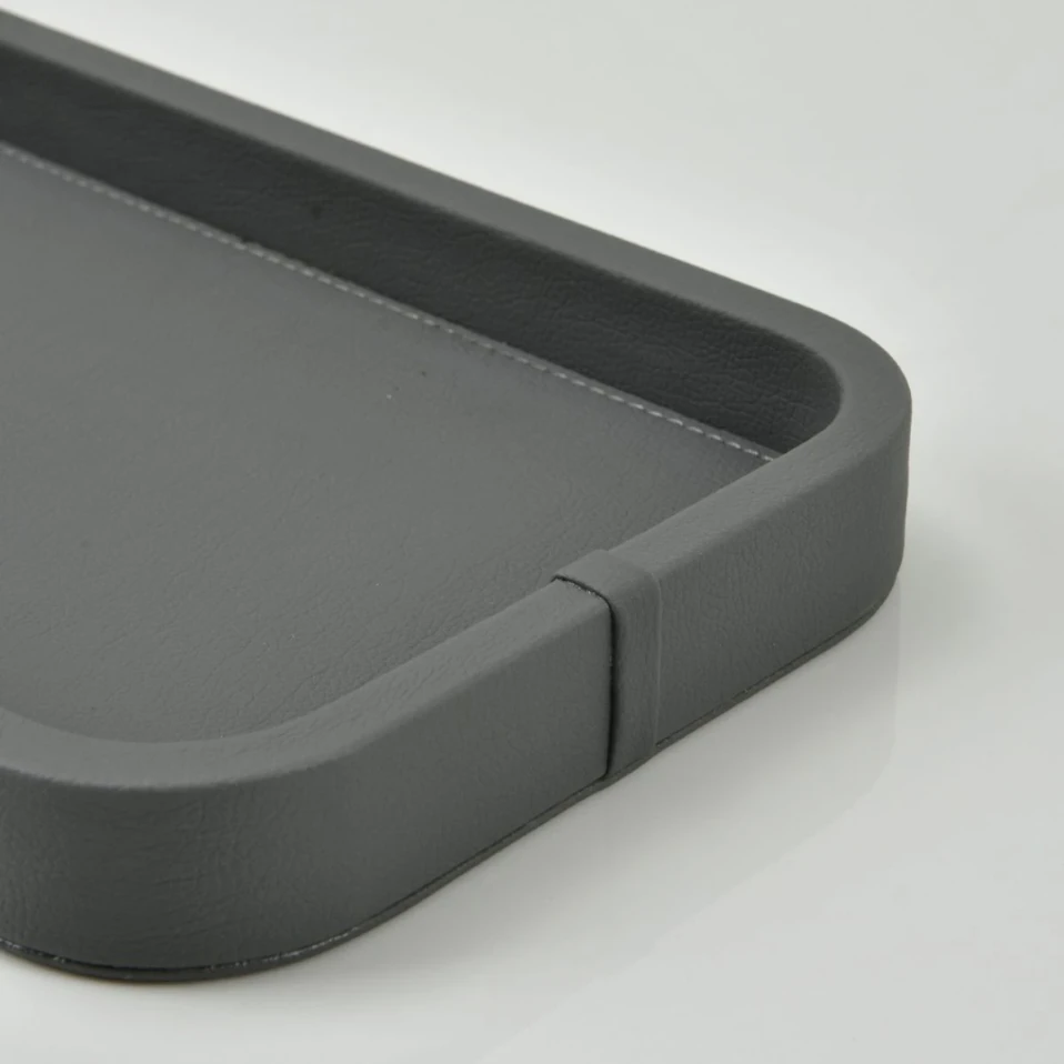 Marta Dekoratif Deri Tepsi Antrasit 35x19x3 cm - 5
