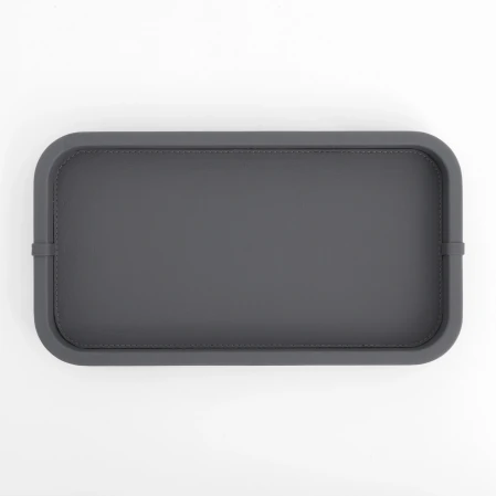 Marta Dekoratif Deri Tepsi Antrasit 35x19x3 cm 