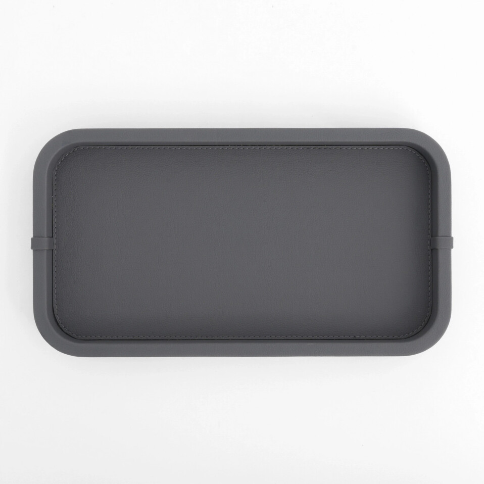 Marta Dekoratif Deri Tepsi Antrasit 35x19x3 cm - 1