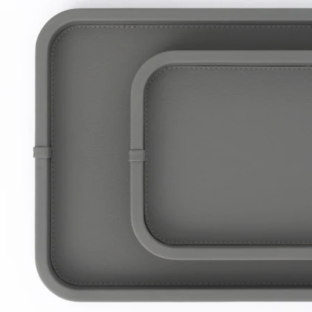 Marta Dekoratif Deri Tepsi Antrasit 35x19x3 cm - 3