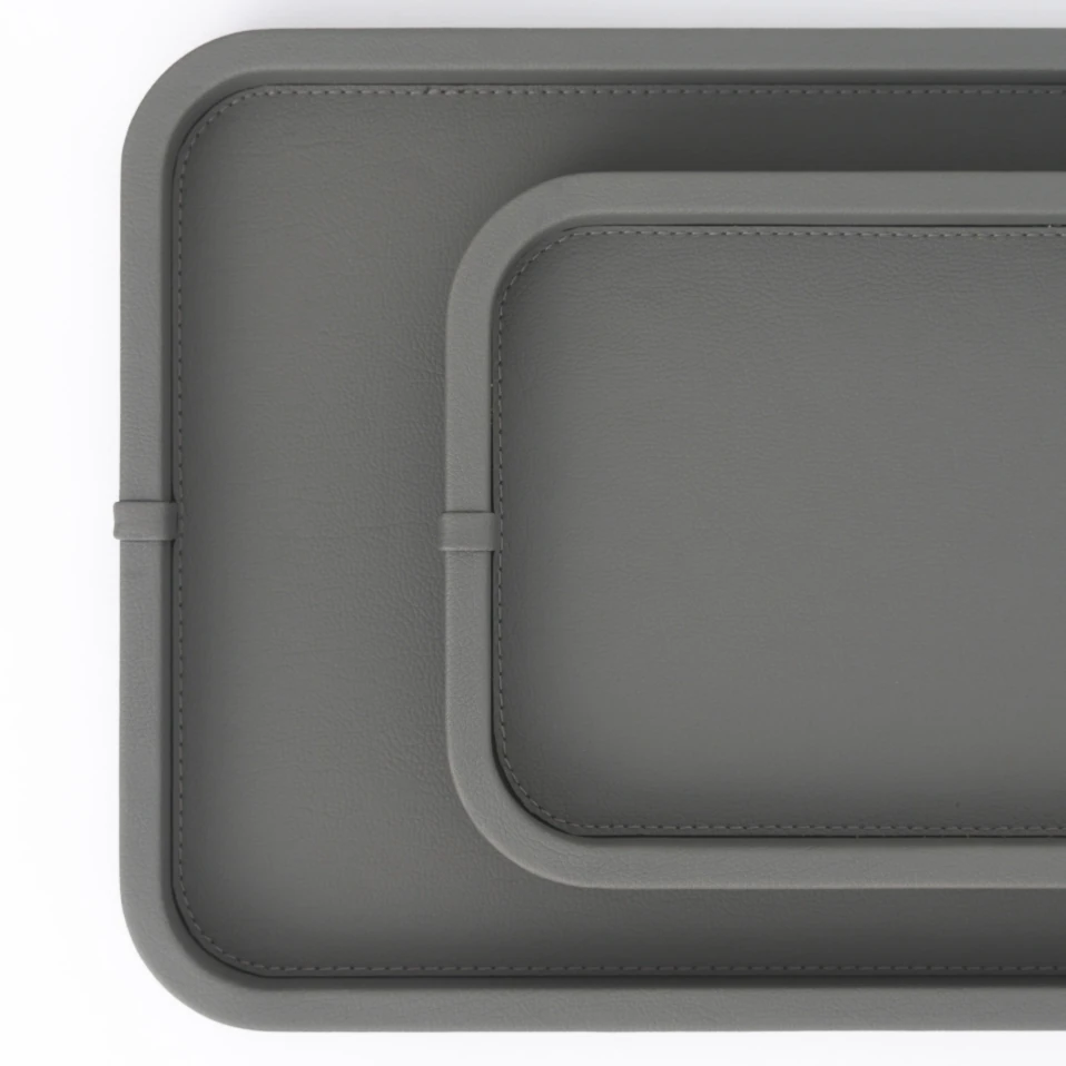 Marta Dekoratif Deri Tepsi Antrasit 35x19x3 cm - 3