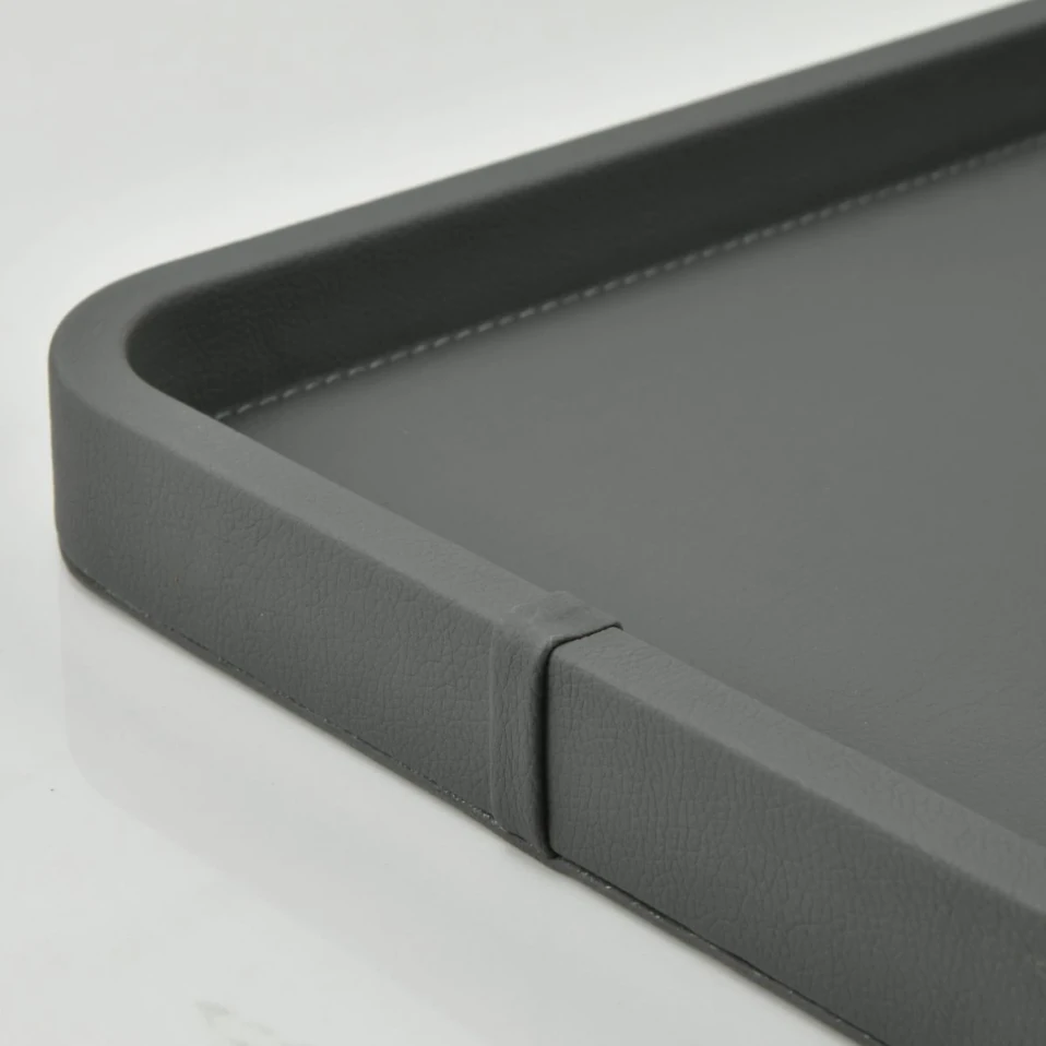 Marta Dekoratif Deri Tepsi Antrasit 50x27x3 cm - 4