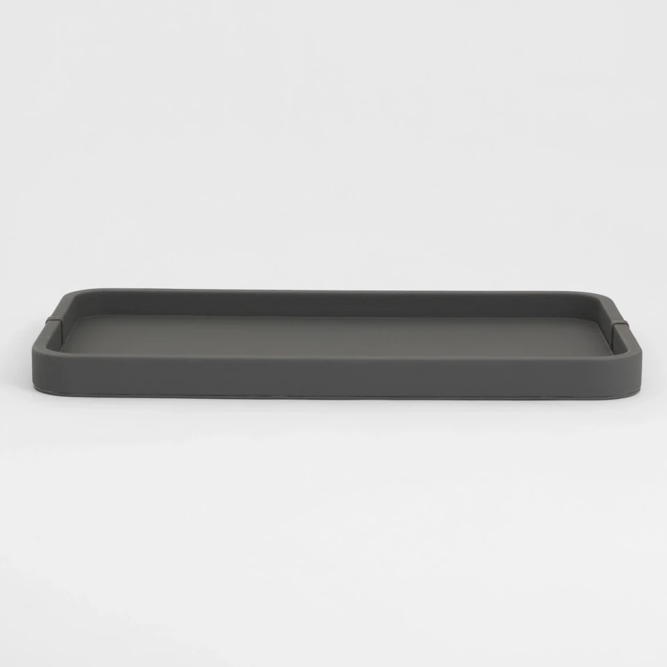 Marta Dekoratif Deri Tepsi Antrasit 50x27x3 cm - 2