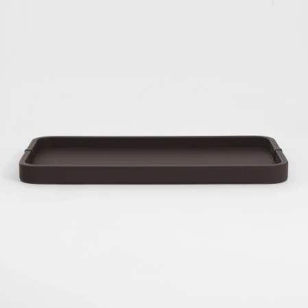 Marta Dekoratif Deri Tepsi Koyu Kahverengi 50x27x3 cm - 2