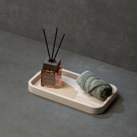 Marta Dekoratif Deri Tepsi Krem 35x19x3 cm - 2