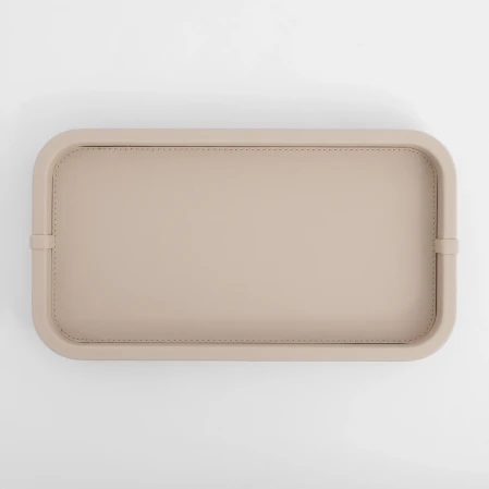 Marta Dekoratif Deri Tepsi Krem 35x19x3 cm 