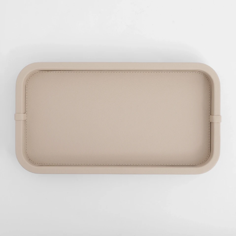 Marta Dekoratif Deri Tepsi Krem 35x19x3 cm - 1