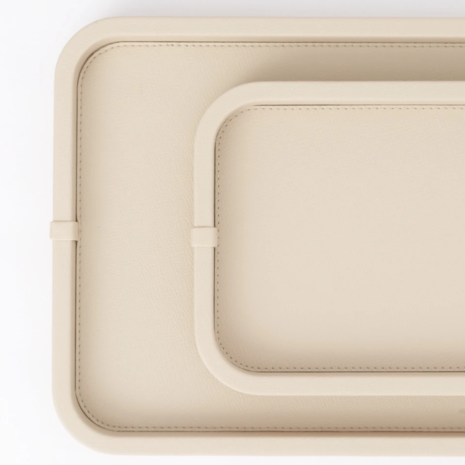 Marta Dekoratif Deri Tepsi Krem 50x27x3 cm - 4