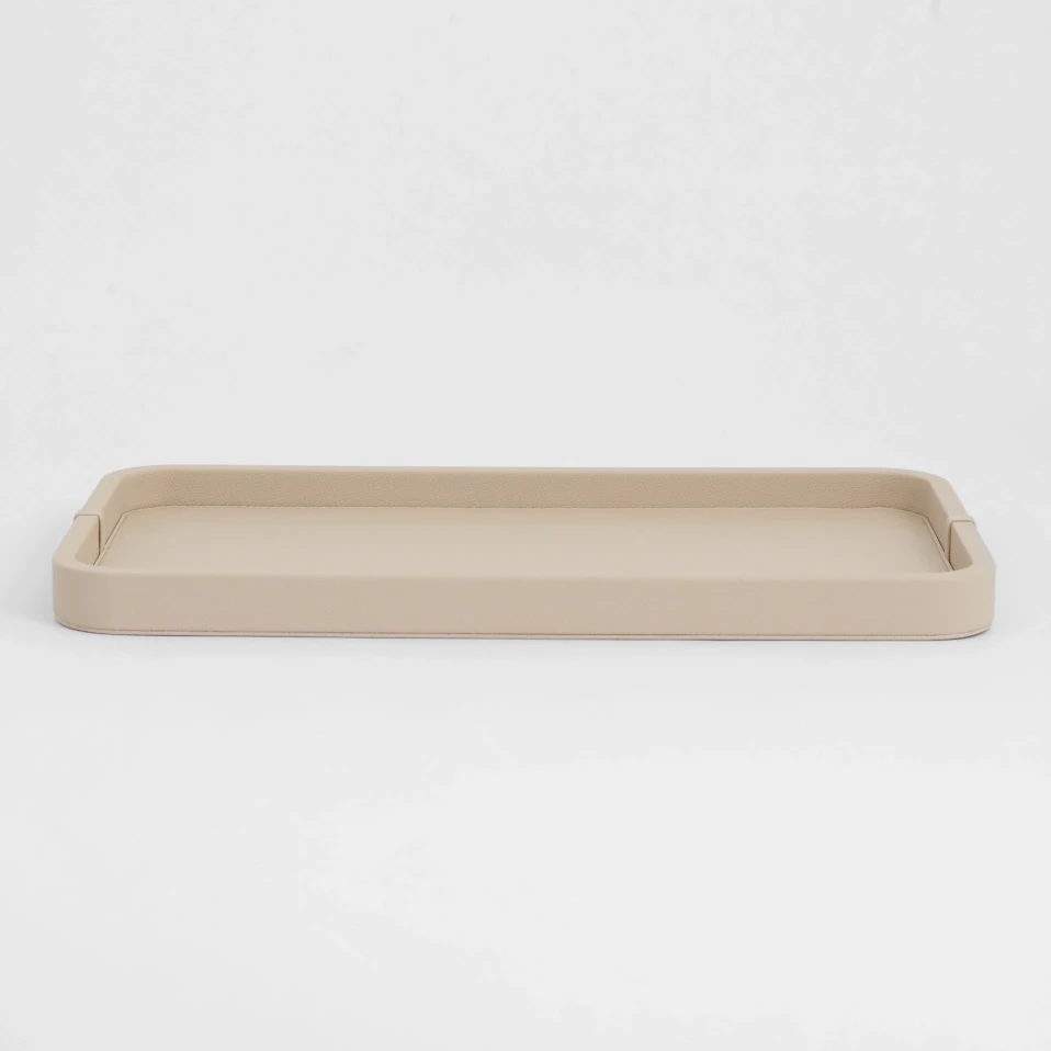 Marta Dekoratif Deri Tepsi Krem 50x27x3 cm - 2