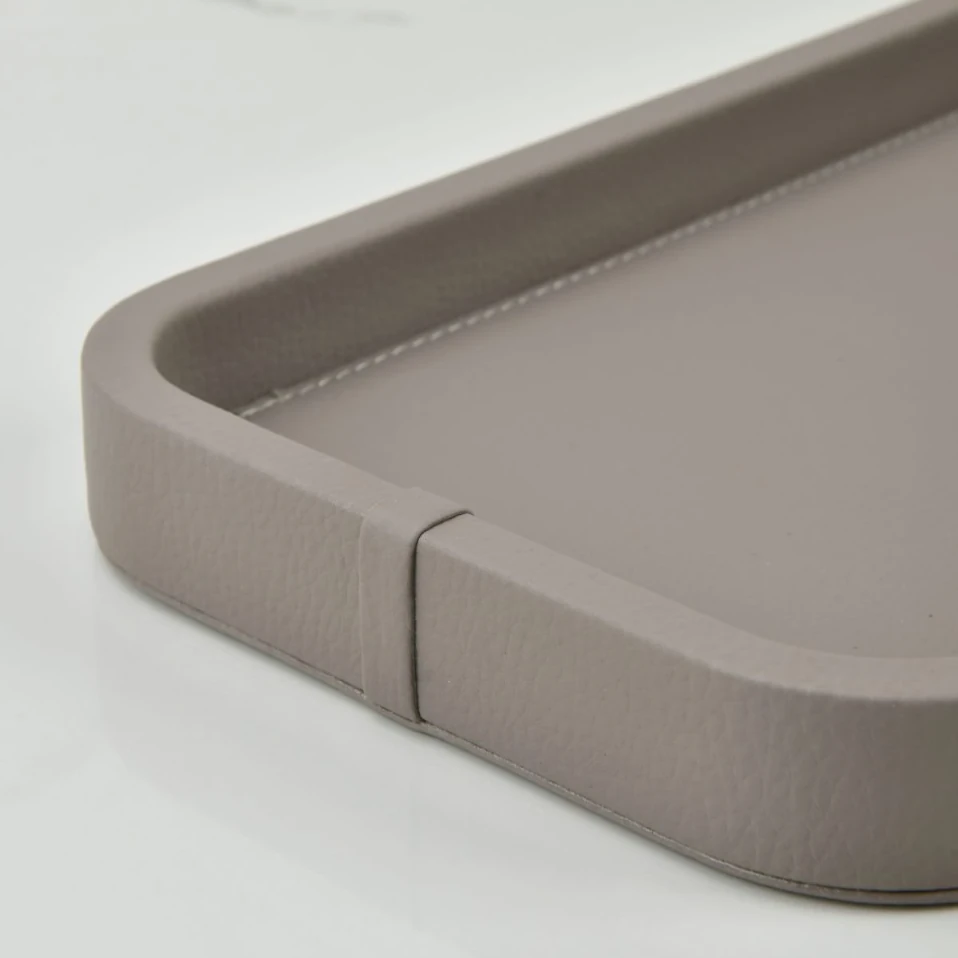 Marta Dekoratif Deri Tepsi Vizon 35x19x3 cm - 5