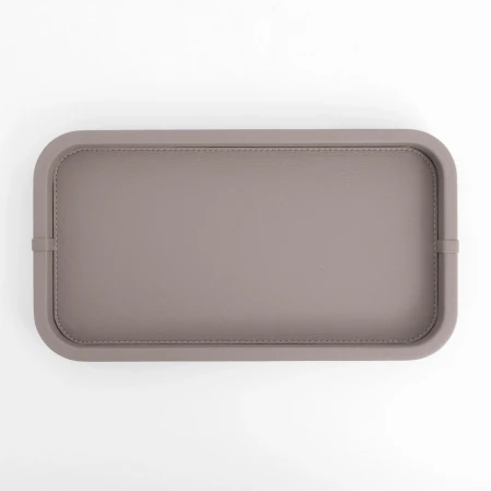 Marta Dekoratif Deri Tepsi Vizon 35x19x3 cm 